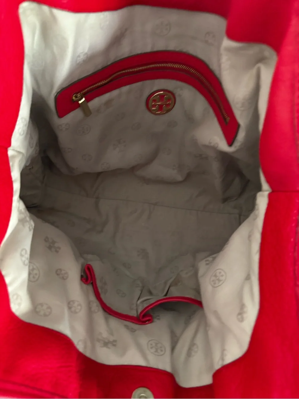 Tory Burch Red Leather Hobo Bag